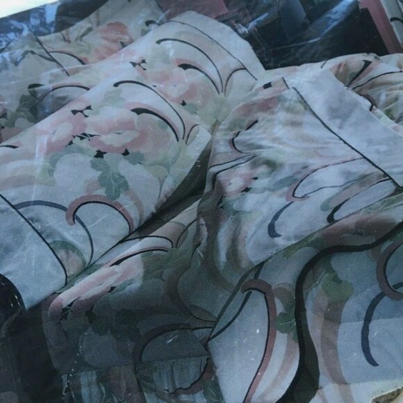 Vtg 80s Springmaid Twin Flat Sheet Anastasia Pattern Pink Black White New - Picture 9 of 9